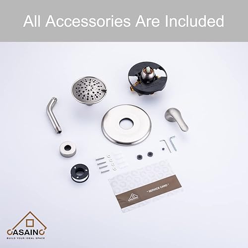 Miniatura 6 de CASAINC Juego de grifo de bañera juego de grifo de ducha con válvula equilibrada de presión de 484 pulgadas cabezal de ducha de baño de 3 rociadores