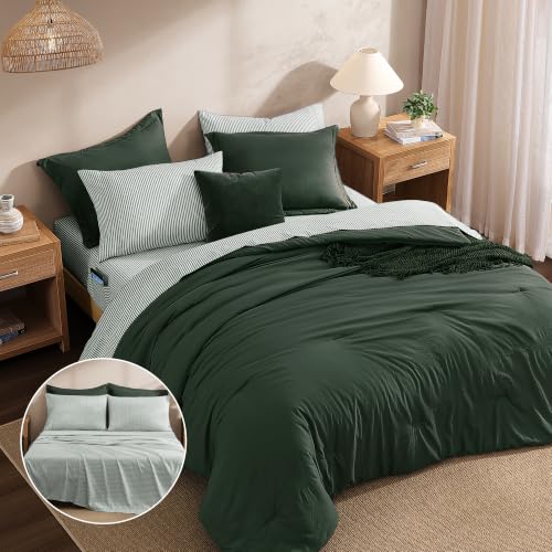 Image of Oversized Queen Comforter Set-7 Pieces Soft Bed in a Bag Queen Bedding Set