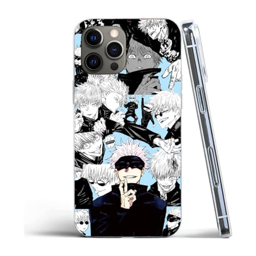 EWINRU Phone Case Japanese Figure Anime Jujutsu Compatible with iPhone 15 14 13 Satoru Manga Anime Gojo 12/13 Pro Max 11 11 Pro 13 XR SE 2022 2020 X Xs 7 Plus 6 6s Plus Transparent