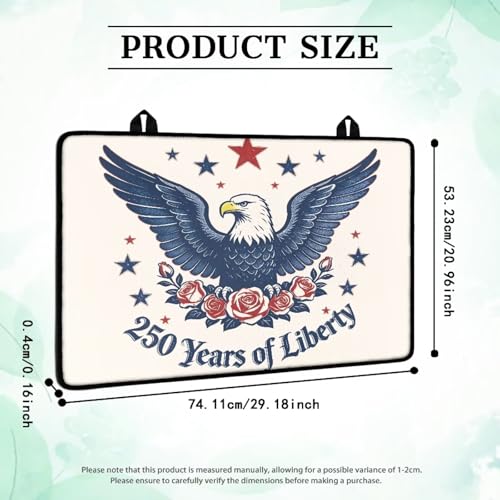 Image of Poceacles USA Theme Stove Top Cover Glass Stove Top Cover Heat Resistant Oil Resistant Cooktop Protector Stovetop Mats for Patriotic Kitchen Decor, Eagle Rose 250 Years Print Beige