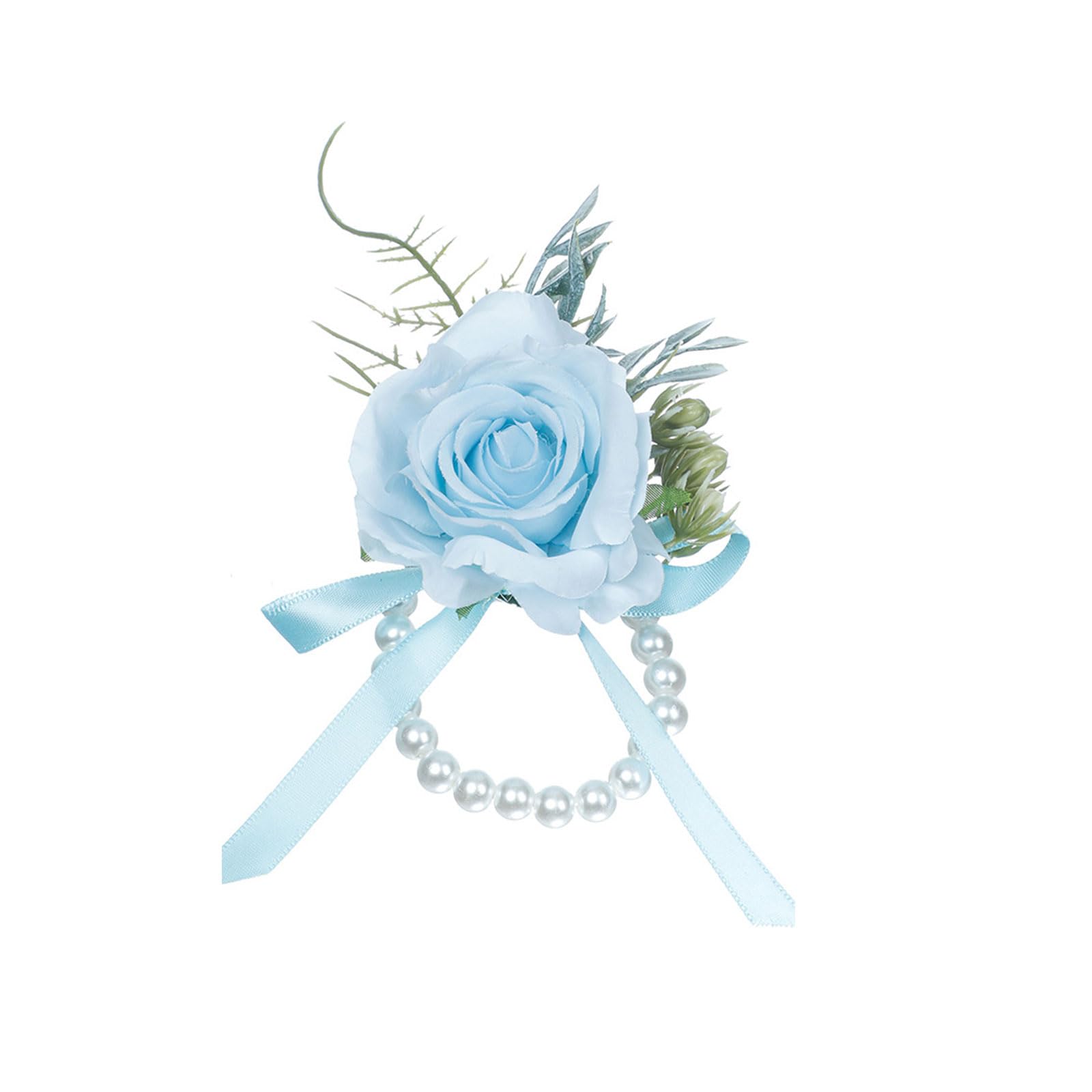 TFAOYS Pearl Wrist Flower Decor Wedding Bridal Corsage Delicate Wrist Flower Ornament Bridesmaids Wreath Celebration Party Accessory