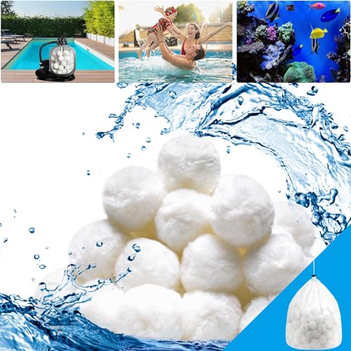 Hsyydzi 1.5Lbs Pool Filter Balls Swimming Pool Sand Filters, Reusable Fiber Filter Media Balls Replace Pool Filter Sand, Equals 50 lbs Pool Filter Sand