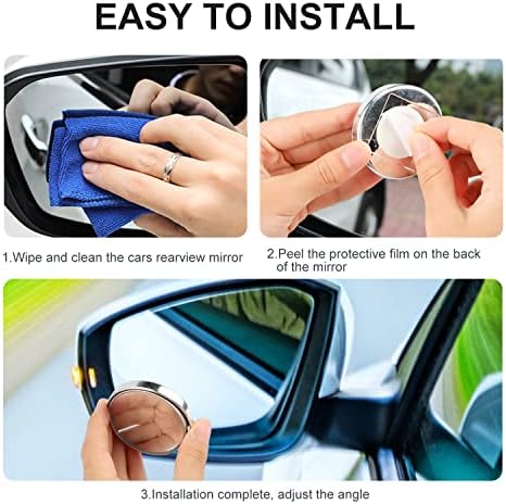 Blind Spot Mirrors for Cars, 2 Pack Round Car Mirror Blindspot 360° Rotatable Waterproof Blindspot Mirrors for Car, Adjustable HD Glass Convex Rear View Mirror Universal for SUV Van Truck