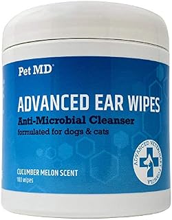Pet MD Cat and Dog Ear Cleaner Wipes - Advanced Otic Veterinary Ear