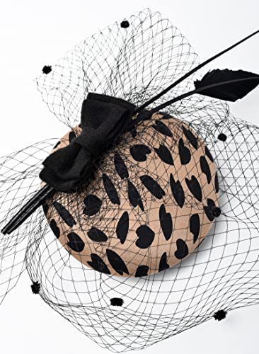 Zivyes Leopard Fascinators For Women Tea Party Kentucky Derby Hats Veil Pillbox Hat 1950S Feather Headband Funeral Church #TOP4