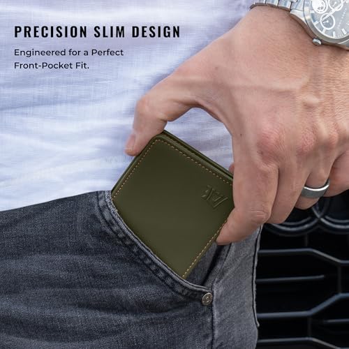 Image of Kings Loot Wallet for Men | Minimalist Slim RFID Blocking Leather Design with Cash Pocket & Card Pull Strap | Holds 1-12 Cards | Stylish & Durable Wallets (Sage)