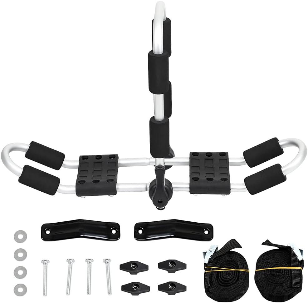 MSC Kayak Ski Surf Rack Top Carrier Rack 2-in-1 Canoe, SUP, Kayaks, Surfboard and Ski Board Rooftop Mount on SUV, Car and Truck