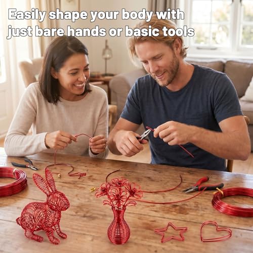 Image of Tenn Well 165ft 18 Gauge Aluminum Craft Wire Red Bendable for Jewelry