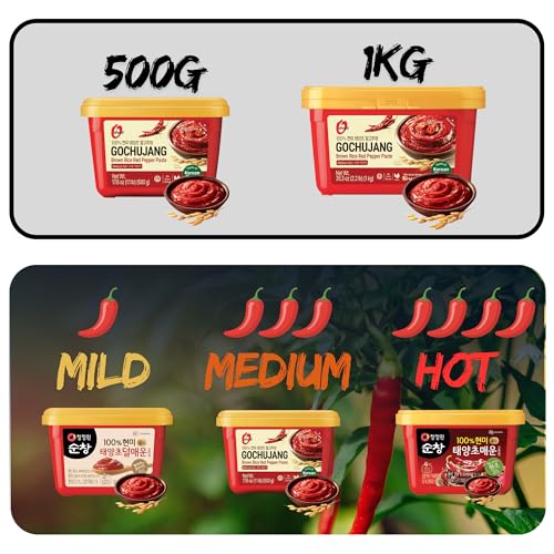 Gochujang Premium &ndash; Korean Red Chili Paste [ Mild | 1.1 lb (500g) ] &ndash; Gluten-Free/ 0 Fat/ 0 Cholesterol / (40 Calories/Serving) | Spicy & Sweet Savory Fermented Sauce | Great for Bibimbap, Marinades, Stews & BBQ - O&rsquo;food