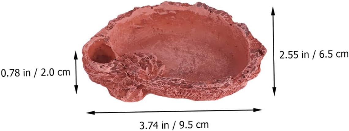 Reptile Feeding Bowl and Water Dish Resin Corner Feeder Dark Red for Terrarium Tank Amphibians and Lizards Pet Supplies