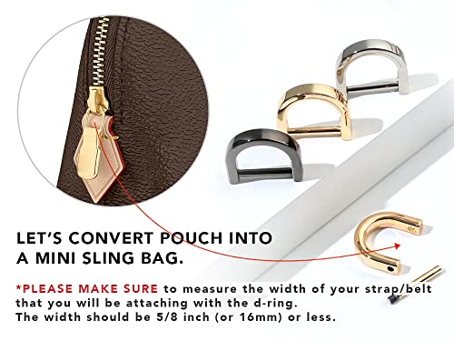 Craftmemore 5/8 Inch (Inside Width) D-Rings With Closing Screw Shackle Key Holder Horseshoe U Shape Dee Ring Diy Leather Craft Purse Replacement 4 Pcs (Gold) #TOP1