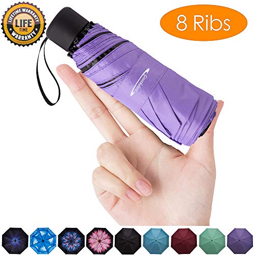 Goothdurs Mini Travel Compact Windproof Umbrella - Small Folding Lightweight Sun & Rain