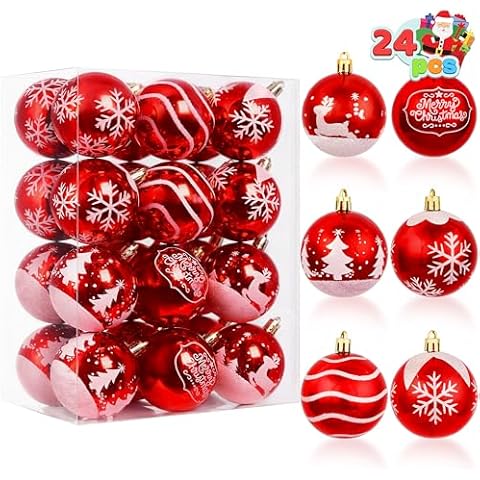 Joiedomi 24 Pcs Shatterproof Christmas Ornaments Cover