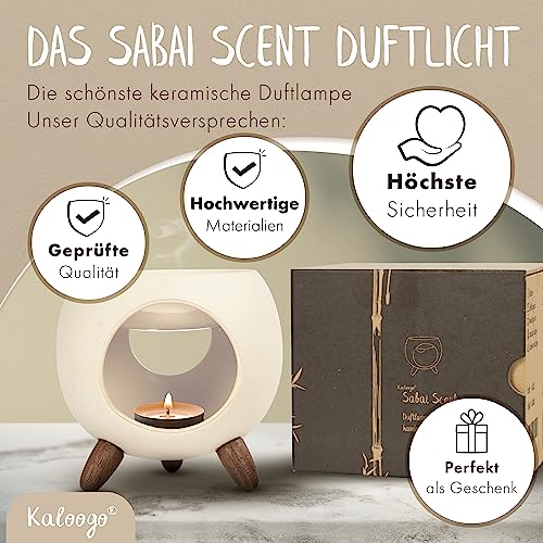 Foto von Kaloogo Sabai Scent Duftlampe Keramik für ätherische Öle – Elegantes Duftlicht – wackelfreies Design – perfekte Wärmeabgabe – hochwertige Duftlampe Teelicht – für Duftwachs und Duftöl (Natur)