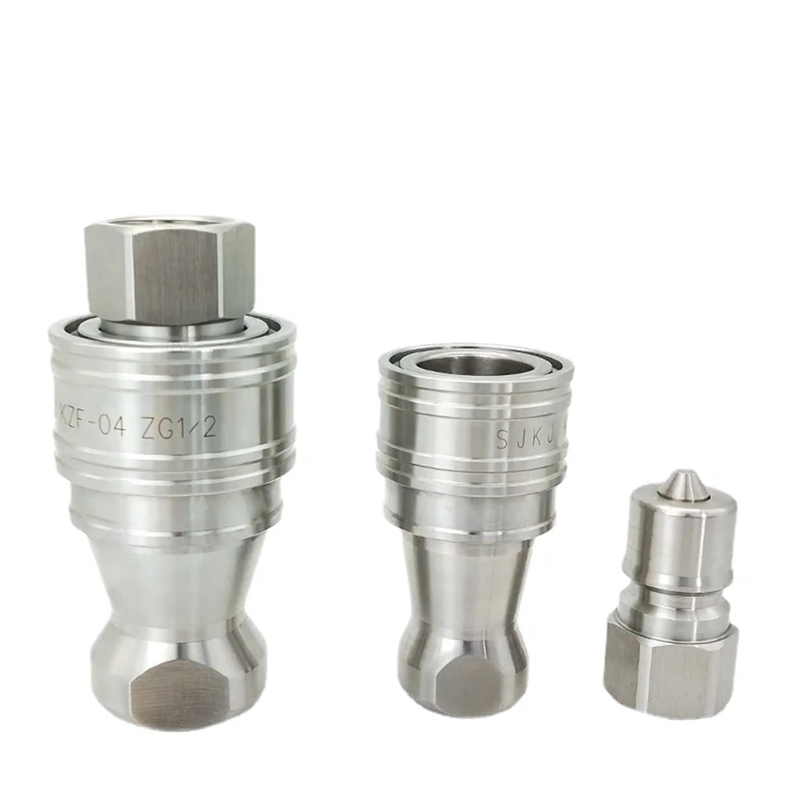 1/8 "1/4" 3/8 "1/2" 3/4 "BSPT NPT hembra 304 acero inoxidable KZF conector rápido hidráulico de autobloqueo de alta presión(Color:M12x1.5mm F-F SS304)