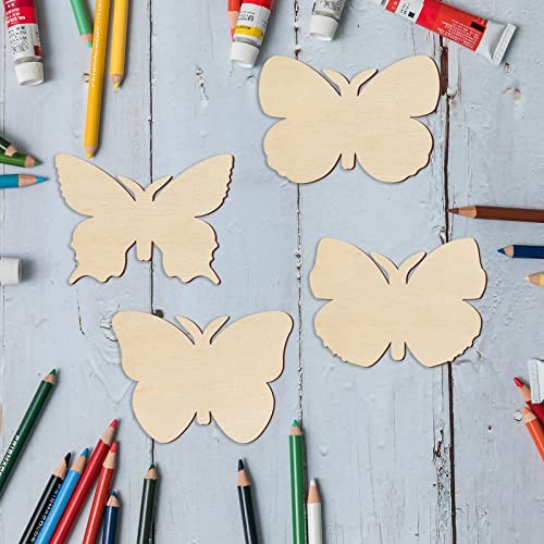 4In Blank Butterfly Wood Slices Unfinished Wood Cutout Diy Craft Ornaments Craft 20Pcs #TOP2