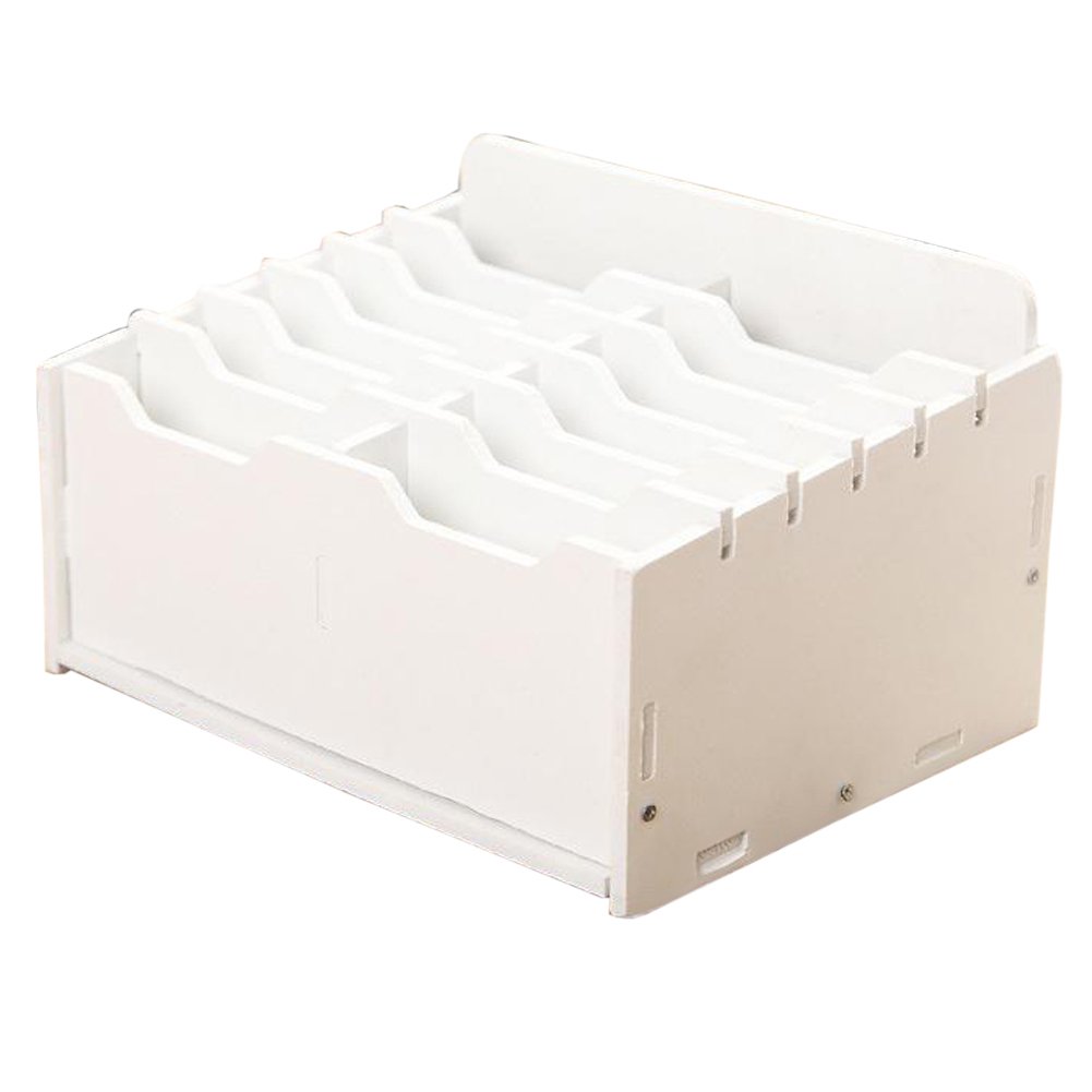 OzzptuuWooden 12-Compartment Desktop Organizer Multifunctional Storage Box Desk Supplies for Cell Phones Holder White (12-Grid)