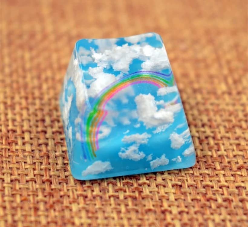 SupersenterSky Rainbow Nature Gaming Keycaps for Cherry MX Switches - Fits Most Mechanical Keyboards R4 OEM, Backspace, Enter, Esc Key Options - with Keycap Puller