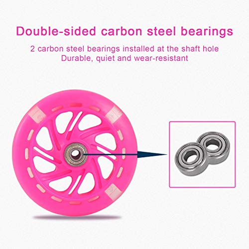 BNKIHDD Bicycle Training Wheels Flash Mute Wheel with Adjustable Kids Stabilizers Mounted Kit Compatible for Bikes of 12 14 16 18 20 Inch (Pink)