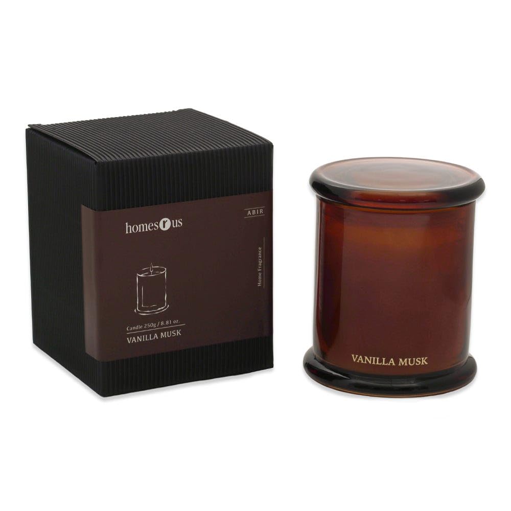homes r us هومز أر أس Abi Vanilla M k Candle, Ambe - 250 g