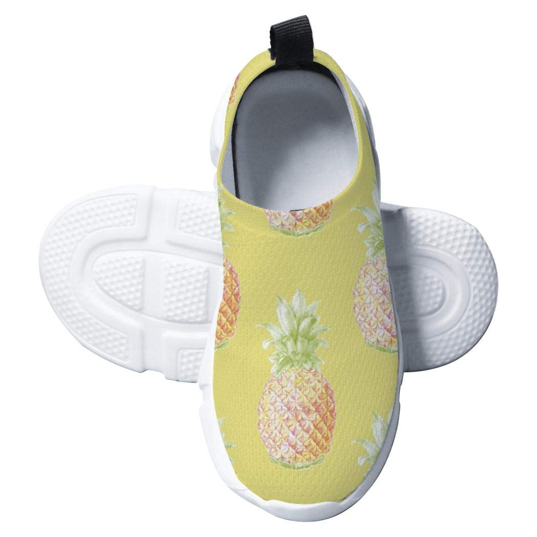 HSUIHA Pineapple Pattern Tropical Boys & Girls Lightweight Comfort Sole Easy 3D Flying Shoes(Toddler/Little Kid/Big Kid)