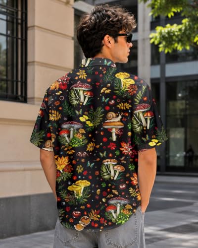 Image of 99TIMORO Horror Movie Men's Halloween Button Down Shirts Short Sleeve Top