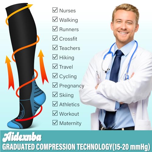 Image of 3 Pairs Compression Socks for Women and Men 15-20mmHg-Circulation Support Socks- Best for Medical,Running,Athletic