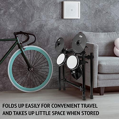 8-Piece Electronic Drum Kit, Drum Set with Real Mesh Fabric, 448 Preloaded Sounds, 70 Songs, 15-Song Recording Capacity, Choke, & Kick Pad, Drum Sticks With Professional Studio Headphones