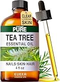 Kukka Essential Oils Tea Tree Oil for Skin, Hair, Nails & Toenails, Aromatherapy - 4 Fl Oz / 118 ml, DIY Soap Making Scents