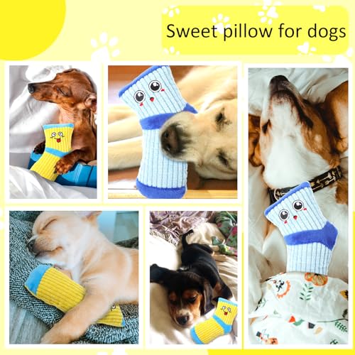 2 PCS Dog Toy Funny Dog Chew Toys Cute Expression Bite Toy Fun Sock Shape Stuffed Toys for Dogs Dental Health Small Medium Dogs