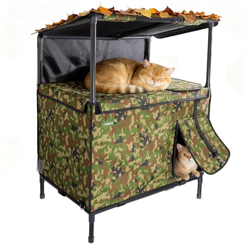 UIQELYS 4-Season Cat House - Waterproof Outdoor Pet Shelter & Indoor Cat Cave - Removable Heating Pad for Winter, Cooling Mat Compatible for Summer - Secure Sanctuary for Feral & Home Cats