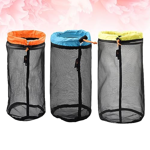 OHPHCALL 1set Mesh Organizer Bag for Quilts Sleeping Bags and Laundry Includes and Green Lightweight Storage for Camping and Hiking 3pcs