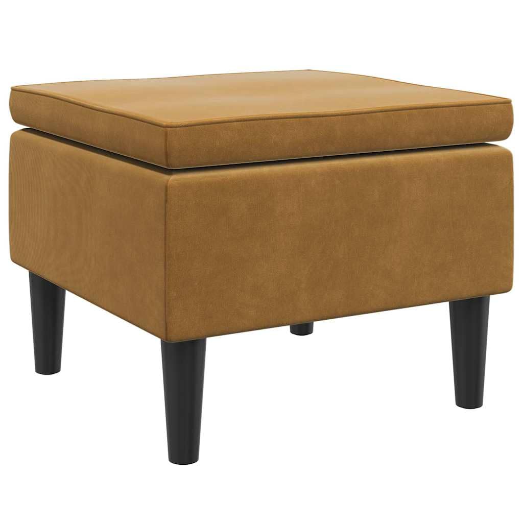 GKHPYURE Repose-Pieds en Velours Marron avec Pieds en Bois 52 x 52 x 42 cm | Velours 100% Polyester, Füße Bois Hévéa, Rembourrage Schaumstoff, 52 x 52 x 42 cm, max. 110 kg, Montage erforderlich