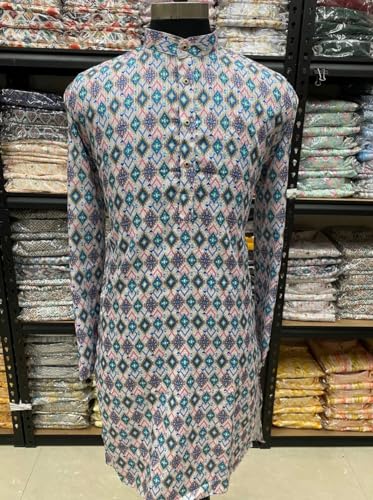 Image of FOXDX Men's Traditional Cotton Floral Printed Only Kurta