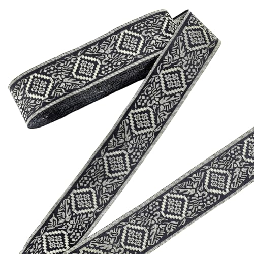 PH PandaHall 9.6 Yard Nastro A Strisce Artigianale Nastro in Poliestere Nero Bianco Nastri in Twill Nastri A Spina di Pesce per Cintura per Decorazioni per La Casa