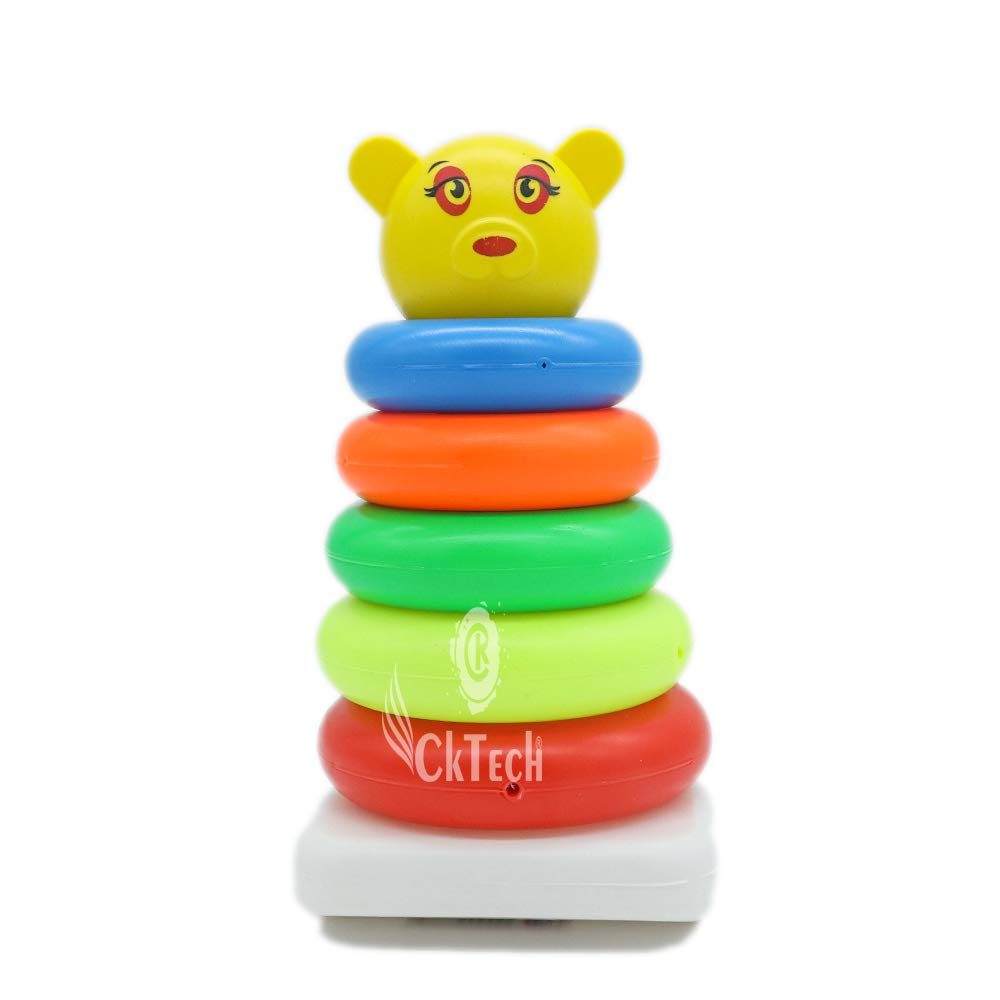 Junior Smiley Stacking Colouring Teddy Rings for Kids 5 pcs Multi Color, Stacking Toy 5 - malticolor