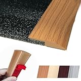 Floor Transition Strip Self Adhesive Carpet Wood Tile Vinyl Flooring Laminate Transition Cover Edge Trim Gap Doorway Threshold for Uneven Floors Heights Within 5 mm (40 inches, Light Brown Coffee)