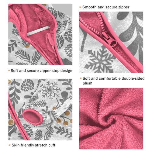 OTVEE Winter Christmas Holly Berry Kids Hoodie Jacket Fall Spring Full Zip Warm Outwear Coat3