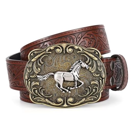 SANSTHS Cintos de cowboy ocidentais para homens e mulheres, cinto de fivela caubói ocidental country cowgirl masculino cinto de couro para presentes de jeans, Cavalo prata/cinto de café, for 30"-34
