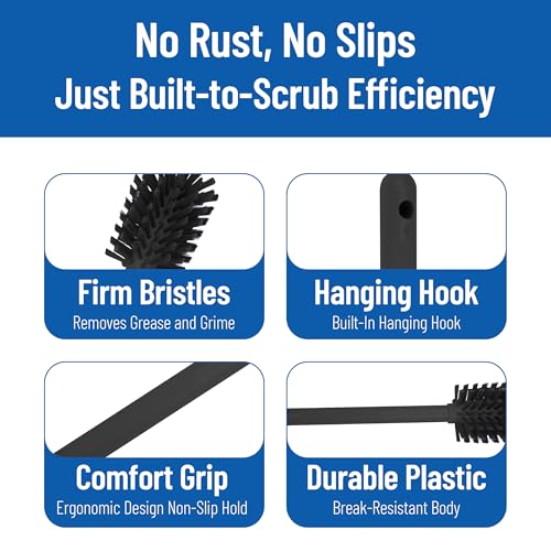 Image of SPARTA 12 Inch Bottle Brush with Polyester Bristles and Plastic Handle, Color Coded, Large Round Head Cleaner for Bottles Jars and Food Service Equipment, Black