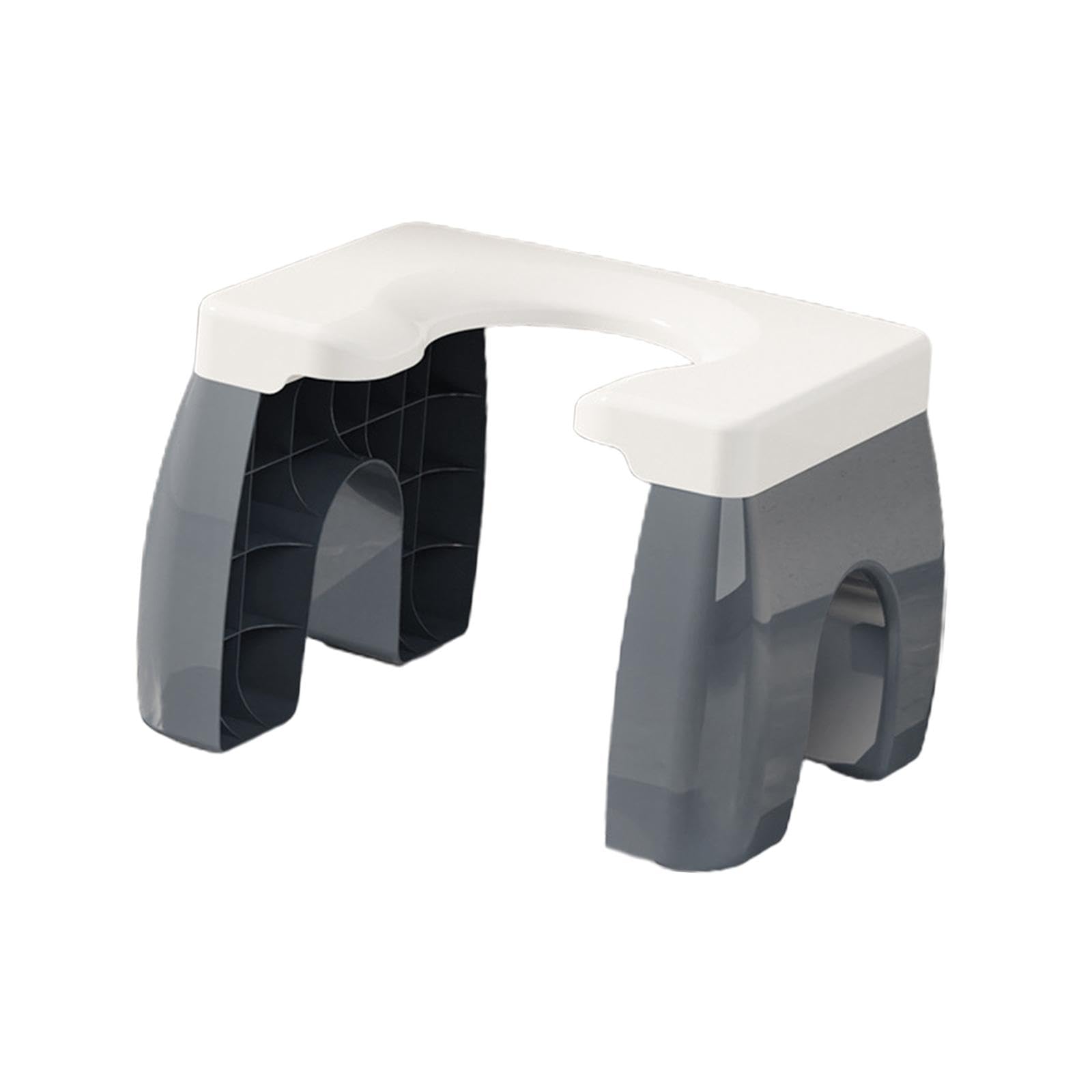 Banqueta para Inodoro Taburete Sanitario con Base Antideslizante Superficie Ancha Material Apto para Niños Adultos Y Mayores, Gris Blanco, Individual