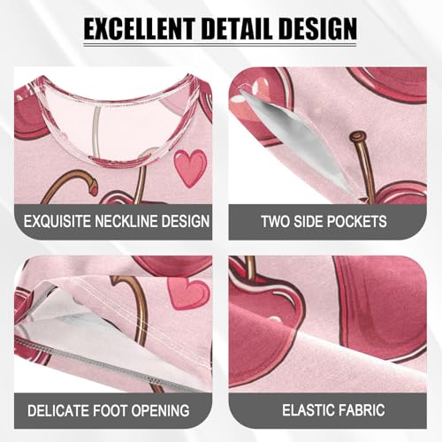 senya Short Sleeve Pajamas Sets Summer Cotton Sleepwear Cherries Hearts4