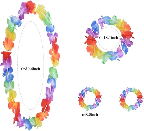 Miniatura 3 de 5 piezas de falda hawaiana de hierba hula para niñas con disfraz de flores para fiesta luau kit de accesorios de baile para niños