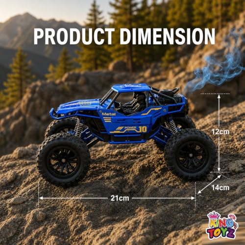 Image of Rock Crawler RC Car, 4 Functions, Rechargeable Remote Control Climbing Car with Fog Effect for Kids-Blue