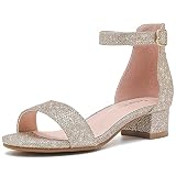Dufannie Cham Heels for Girls Open Toe Ankle Strap Chunky Heel Pump Sandals Birthday Party Wedding S