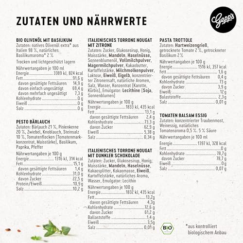 Gepp’s Feinkost Geschenkkorb FROHE OSTERN mit italienischen Spezialitäten I Geschenk-Set mit Bio-Nudeln, Pasta-Gewürz, Feigen-Essig & Basilikum-Olivenöl I Präsentkorb mit Delikatessen für Italien-Fans - 8