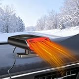 Vauki Auto Heizung, Heizlüfter 12V 200W - 2-in-1 Heiz- und Kühlfunktion mit 360° Drehbasis, Tragbarer Defroster für Windschutzscheibe, Ideal für Auto, Wohnmobil, LKW und Camping,Schwarz