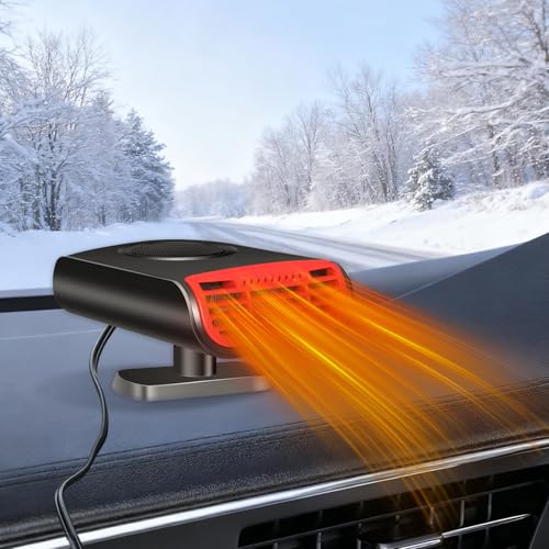 Vauki Auto Heizung, Heizlüfter 12V 200W - 2-in-1 Heiz- und Kühlfunktion mit 360° Drehbasis, Tragbarer Defroster für Windschutzscheibe, Ideal für Auto, Wohnmobil, LKW und Camping-N