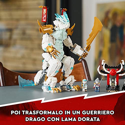 NINJAGO Drago di Ghiaccio di Zane, Set 2in1 con Drago Giocattolo e Guerriero Action Figure, Costruzione per Bambini, Bambine, Ragazzi e Ragazze con 5 Minifigure, Idea Regalo di Compleanno 71786 - Lego - Immagine 6