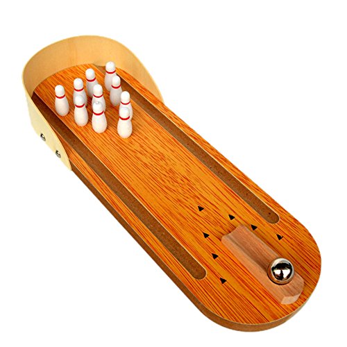 BYM Mini-Tisch-Bowling für Kinder ab 3 Jahre aus Holz mit Bowlingkugel Kegelspiel Bowling-Set Cover